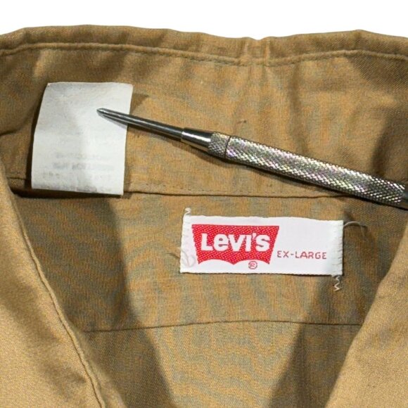 Vintage Levis Mens Tan Button-Up Long Sleeve Shirt XL 70's - Picture 5 of 10